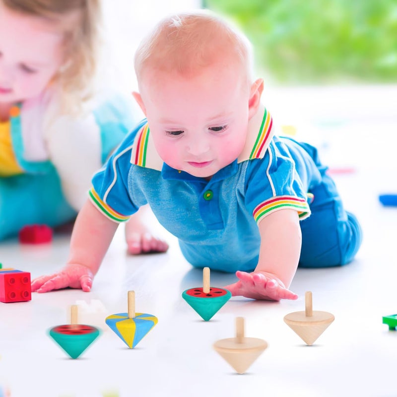 NUOBESTY 12Pcs Wooden Spinning Top Unfinished Craft Wood Gyroscopes for Kids Children DIY Toys Party Favors - Image 4